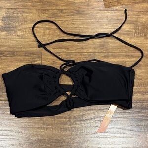 Black tie neck padded Bikini Top size L